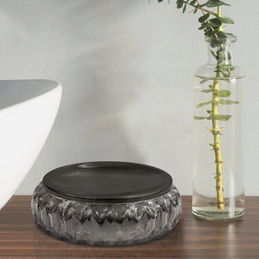 Glass Soap Dish For Bathroom Counter,Shower & Kitchen Smoke