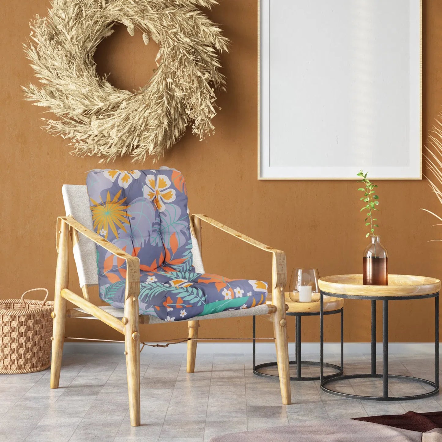 Waterproof Rocking Chair Cushion Upper And Lower Back And Seat Sets With Non-Slip Ties Oxford Cloth Surface Polyester Filling Comfortable For Indoor Home Office Car