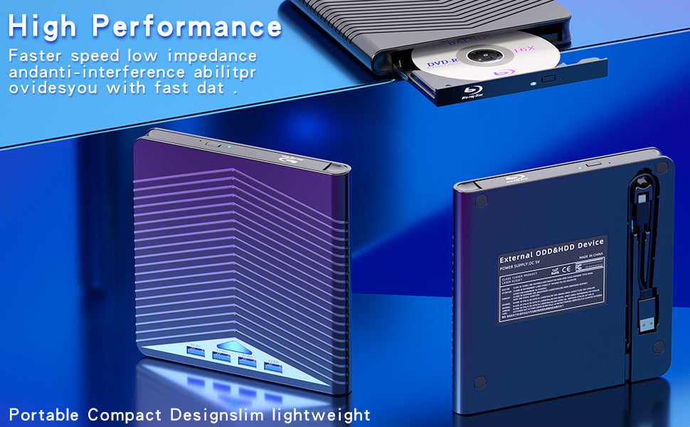 External CD DVD Drive For PC Laptop Windows 11 10 USB 3.0 Burner Reader Writer