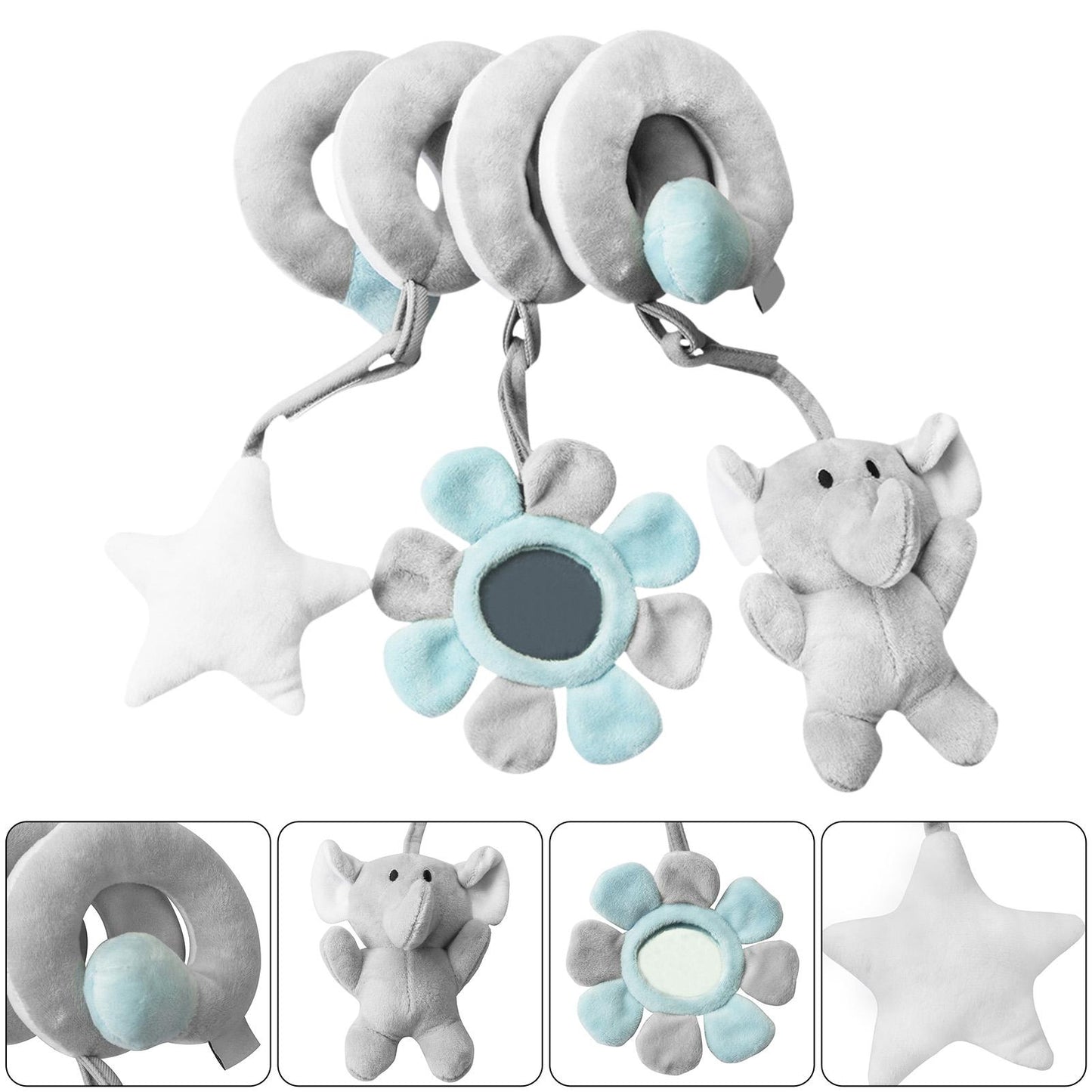Baby Pram Crib Activity Spiral Plush Toys Infant Baby Stroller Toy Car Seat Hanging Toys Educational Plush Toys