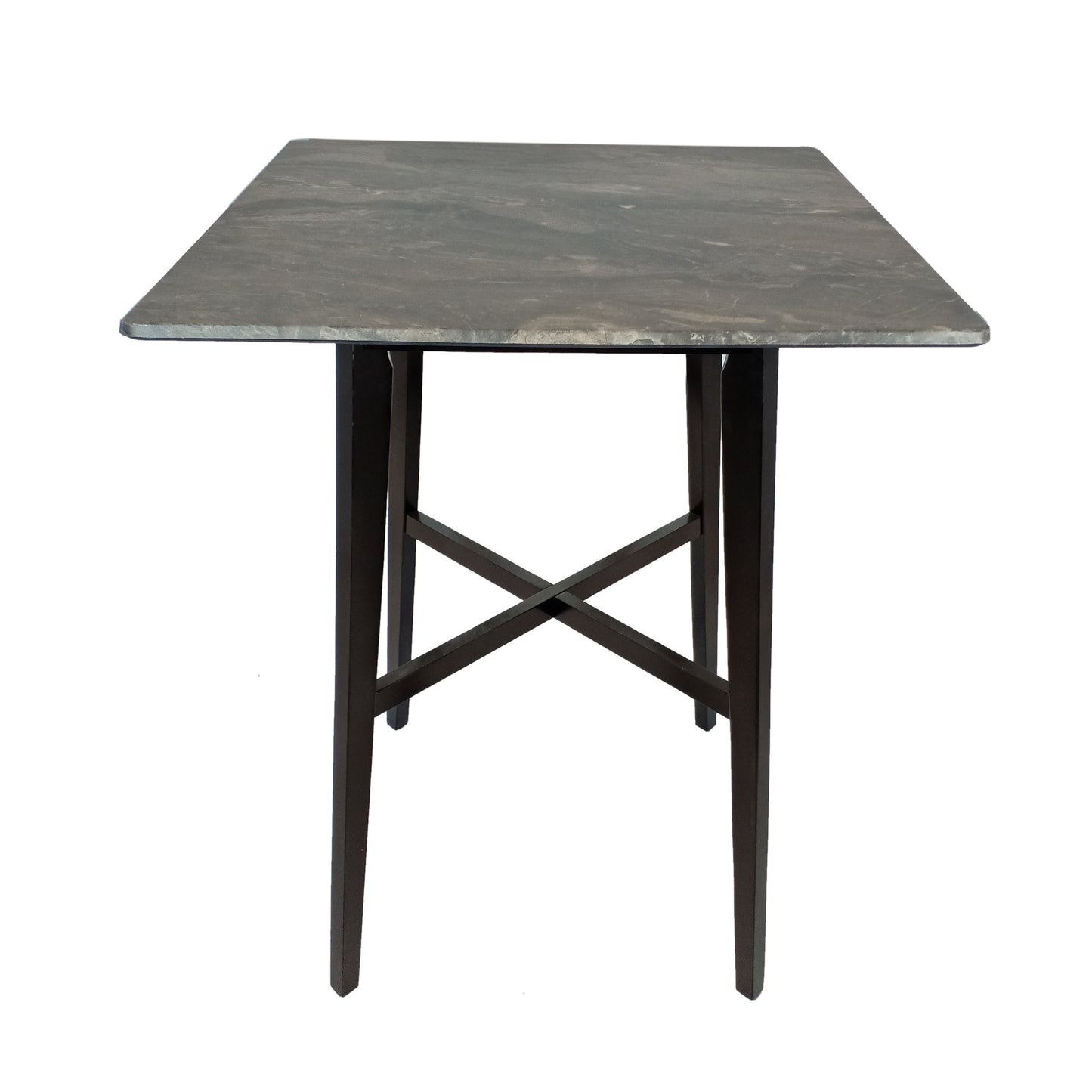 Modern Bar Height 42 Dining Table, Rubberwood Legs And Laminate Table Top, Paladina Marble Finish, Black