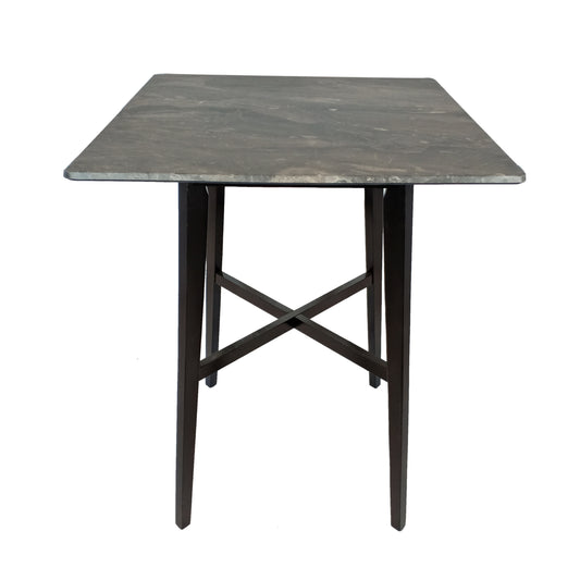 Modern Bar Height 42 Dining Table, Rubberwood Legs And Laminate Table Top, Paladina Marble Finish, Black