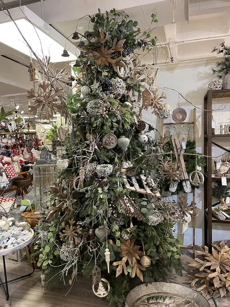 17.7inch X 17.7inch Large Fir Wood Snowflake Ornaments, Hanging Home Decor Accents For Christmas Tree, Wall Art, Holiday Display, Set Of 2