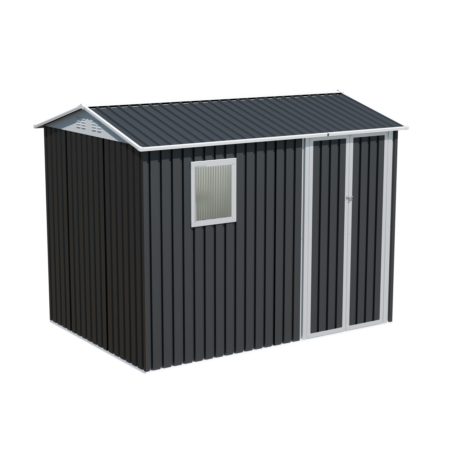 9x6 FT Metal Garden Shed With 1 Windows For Outdoors Patio  Hinge Doors Storage Sheds