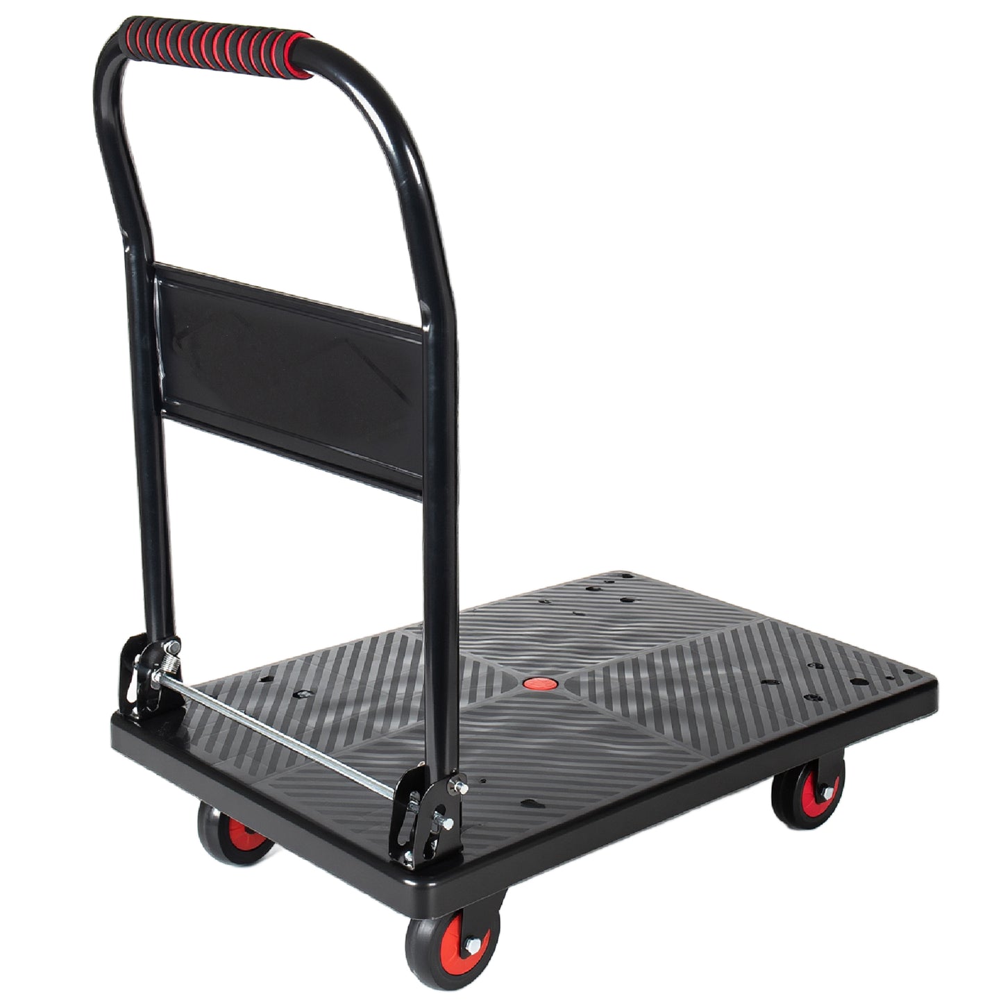 28- 3 4  Long X 18- 3 4  Wide Platform Truck  Foldable Handcart With 4  TPR 360- Degree Silent Wheels  330lbs Heavy- Duty Push Dolly Cart  4 Steel Load- Bearing Beams For Warehouse Garage Home Use