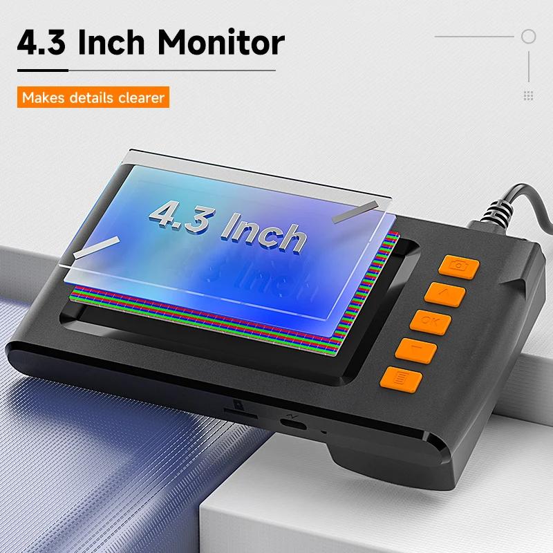 Dual-Lens Endoscope With Light  4.3-inch Screen, 32GB Memory Card, 16.5 Feet