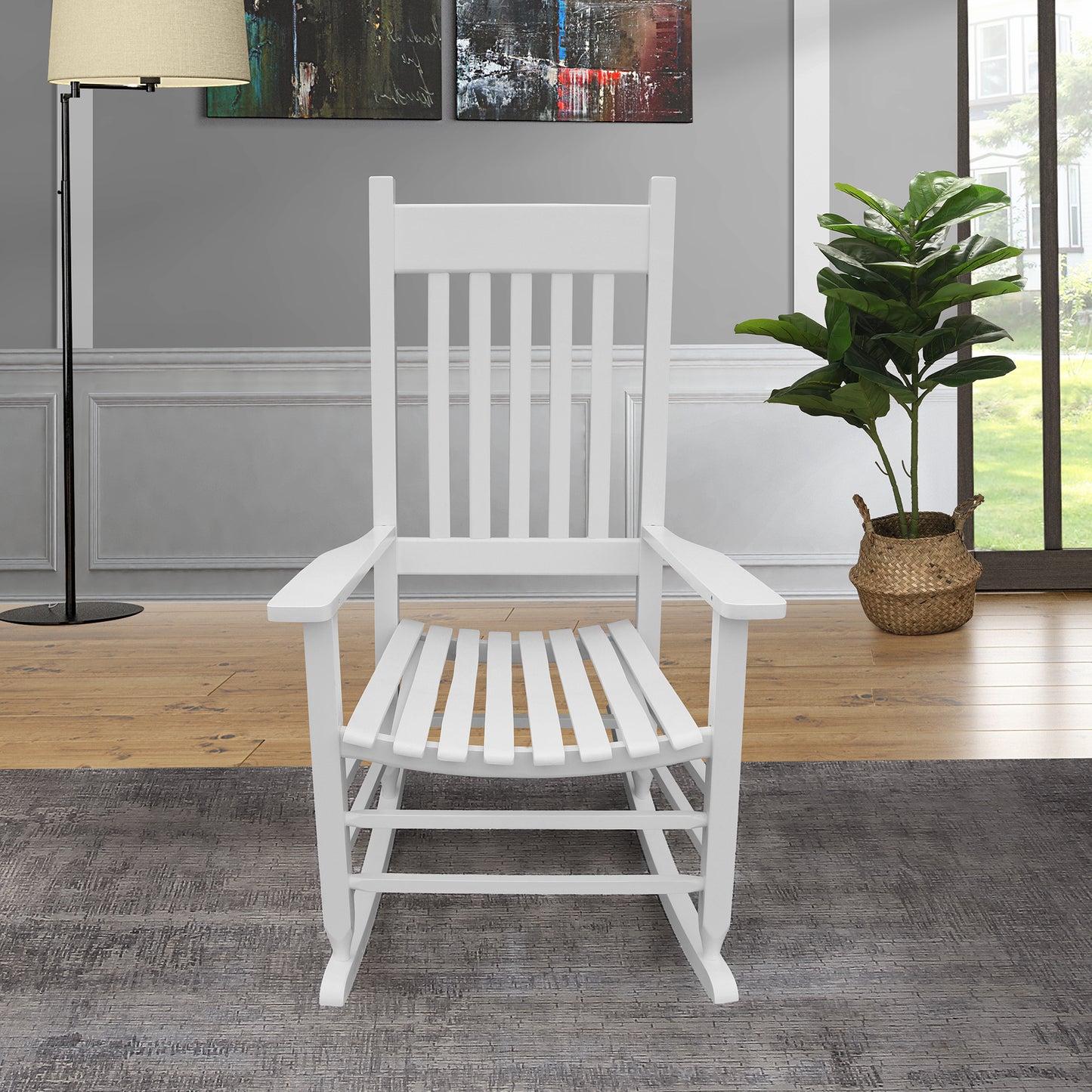 Wooden Porch Rocker Chair  WHITE