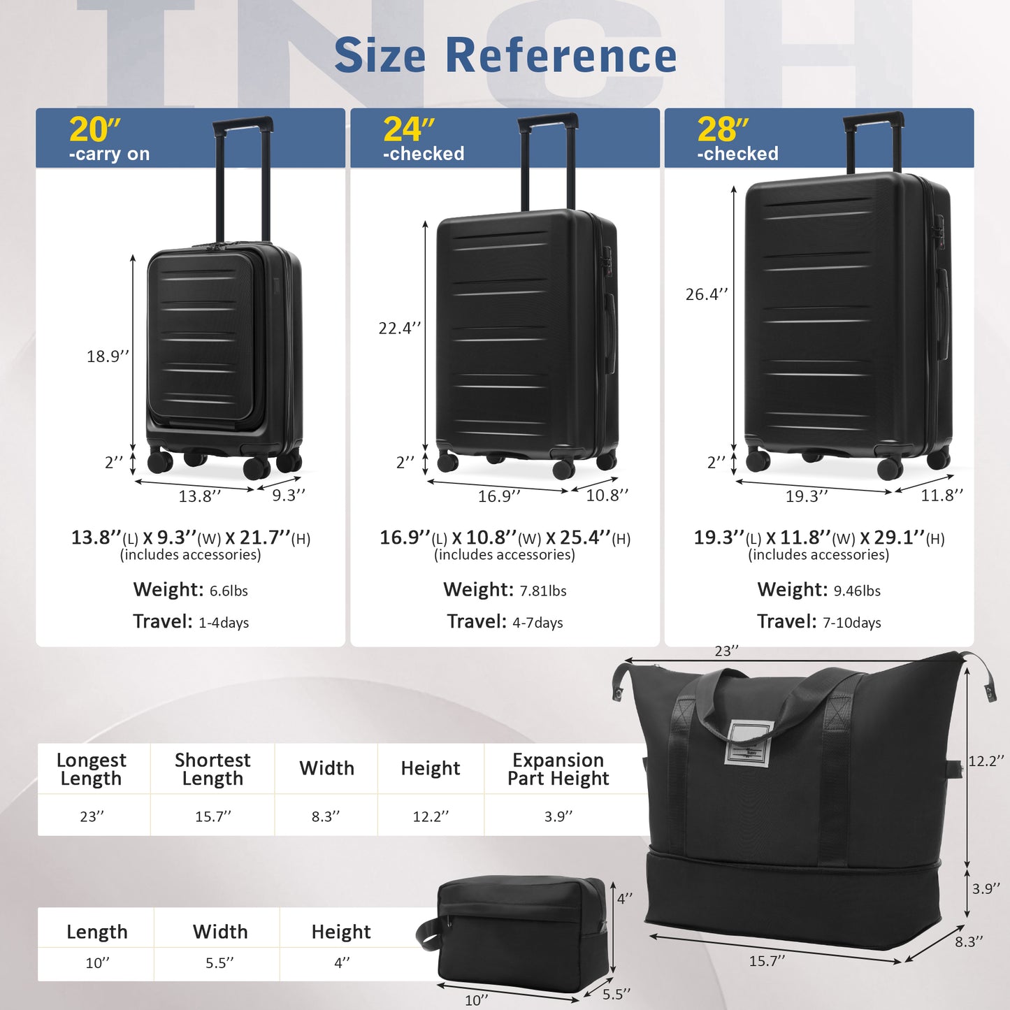 Luggage Sets 5 Piece With Front Opening, Hardside Expandable Carry On Suitcase Set With Double Spinner Wheel, Lightweight Travel Luggage With USB Port,TSA Locks 20  24  28