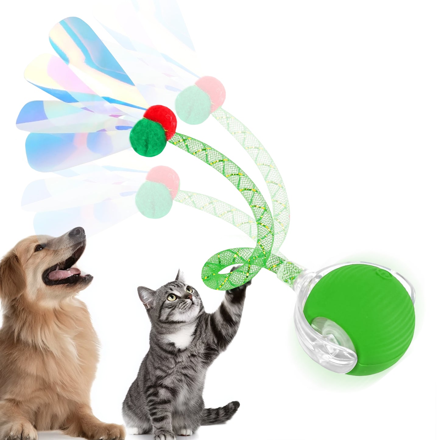 Interactive Toys Ball For Cats, Dog,Agile Moving Cat Ball With ElasticMesh Tail