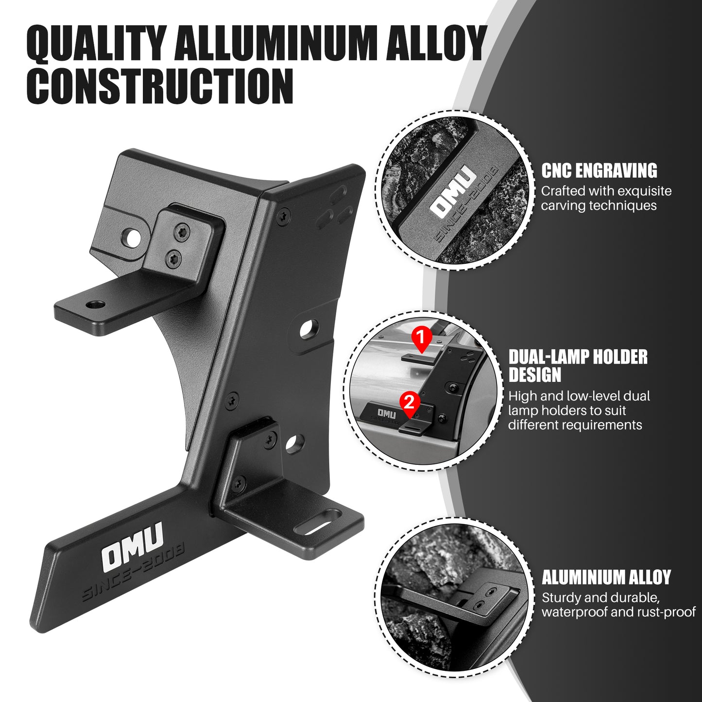 OMU Genesis Series A-Pillar Light System Mount For 2007-2017  Wrangler JK