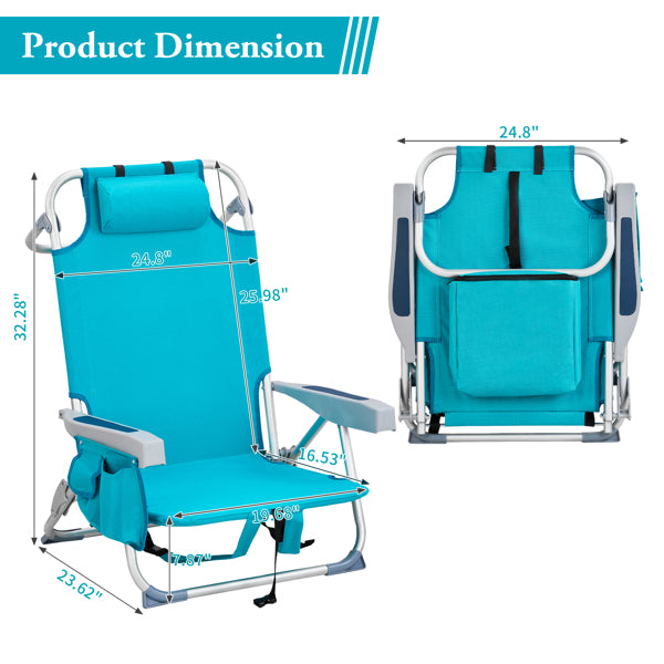 63x65x82cm Short Oxford Cloth Silver White Aluminum Tube Bearing Beach Chair Mint Green