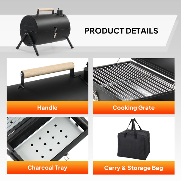 Portable Charcoal Grill Outdoor Stove, Two Side Carbon Griller For BBQ, Tabletop Barbecue Grill For Outdoor Camping  Party, Black
