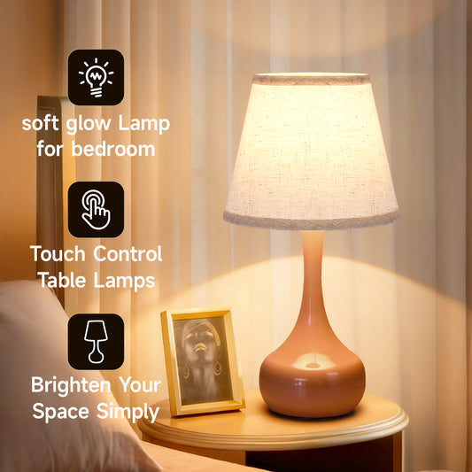 2-piece Set Of Three Level Dimming Small Table Lamp Pink Bedside Lamp For Children's Rooms Offices Living Rooms Including LED Bulbs