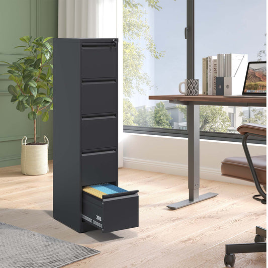 5 Drawer Metal Vertical File Cabinet With Lock Office Home Steel Vertical File Cabinet For A4 Legal Letter Size