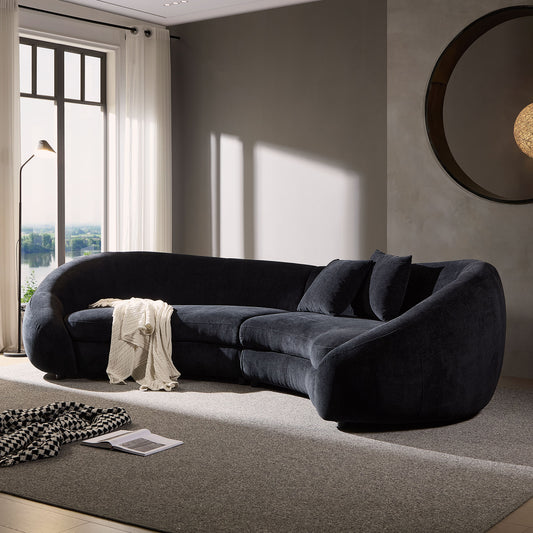 125.98  Modern Curved Sofa With Elegant Love Heart Design For Living Room BLACK