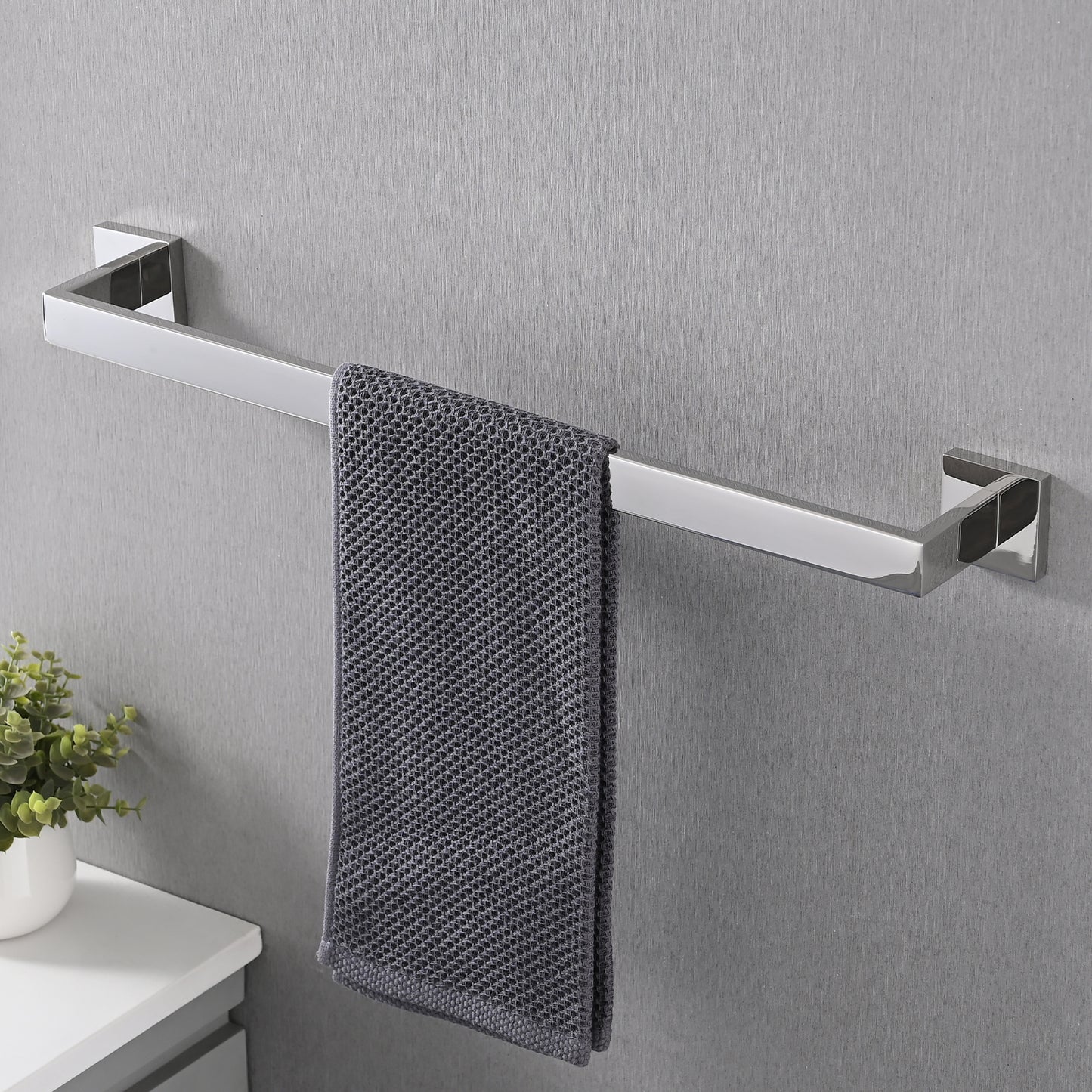 5-Piece SUS304 Bathroom Set Towel Bar  Ring Hooks  TP Holder, Brushed Finish