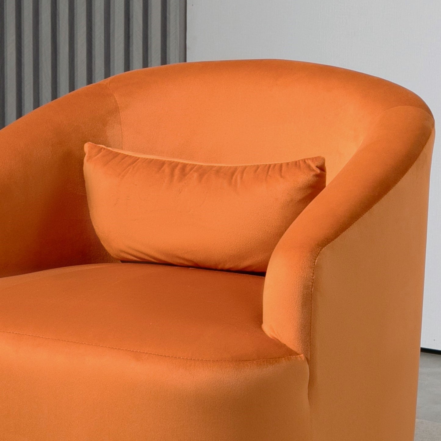 363 Degree Swivel Barrel Accent Chair, Velvet Upholstered Curved Armchair, Fully Assembled Contemporary Leisure Chair For Living Room Bedroom Office