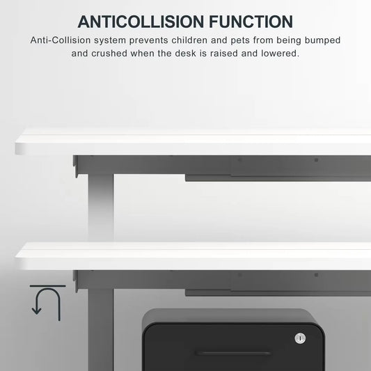 Electric Standing Desk Adjustable Height Desk With Two-Piece Tabletop  Home Office Computer Workstation Sit Stand Up Desk, 55 X 28 Inches Grey Frame - White Top