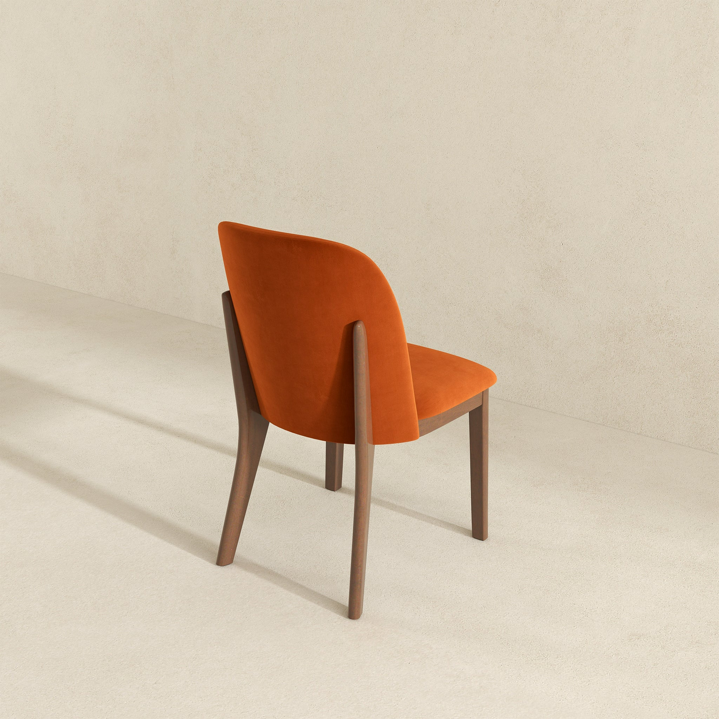 New Design Dining Kitchen Mid-Century Modern Chairs With Wood Legs Kaitlyn  Burnt Orange Velvet Dining Chair   Set Of 2   33