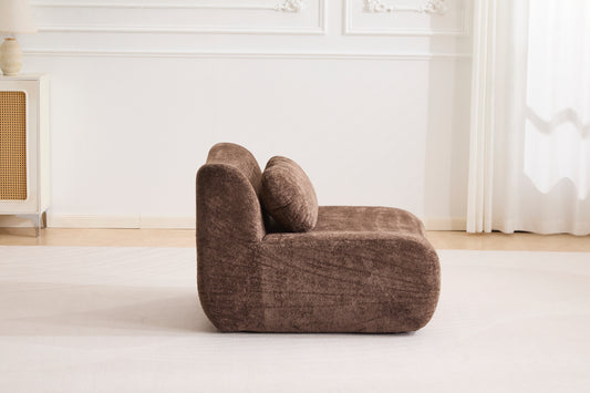 Compression Wave Sofa, Convertible Floor Sofa Bed, DIY Boneless Modular Sectional Sofa, No Assembly Required, Rabbit Velvet Fabric, With 1 Single Sofa,Choclate