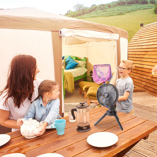 1Pc 10400mah Portable Camping Fan With LED Light Rechargeable Tripod Tent Hanging Fan Lantern Portable Foldable Oscillating Table Fan With 3 Brightness 4 Speeds