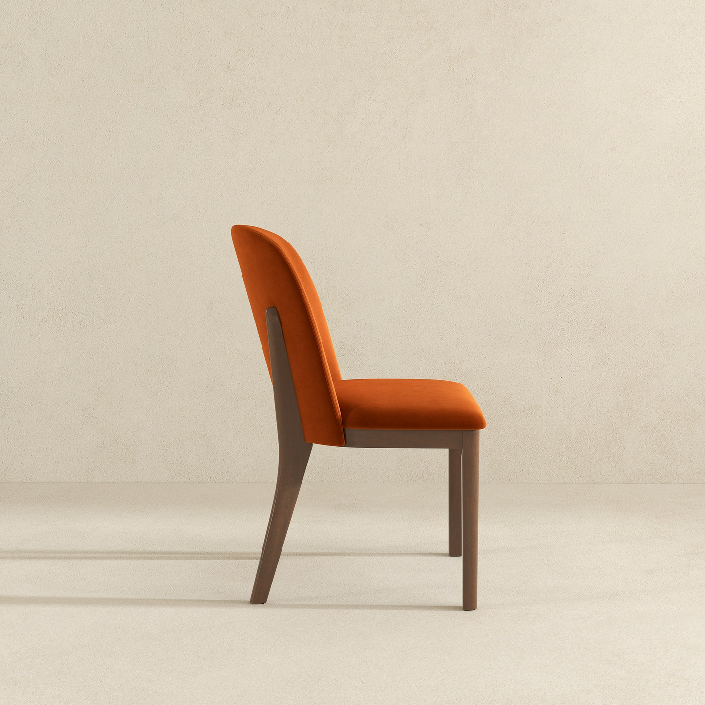 New Design Dining Kitchen Mid-Century Modern Chairs With Wood Legs Kaitlyn  Burnt Orange Velvet Dining Chair   Set Of 2   33