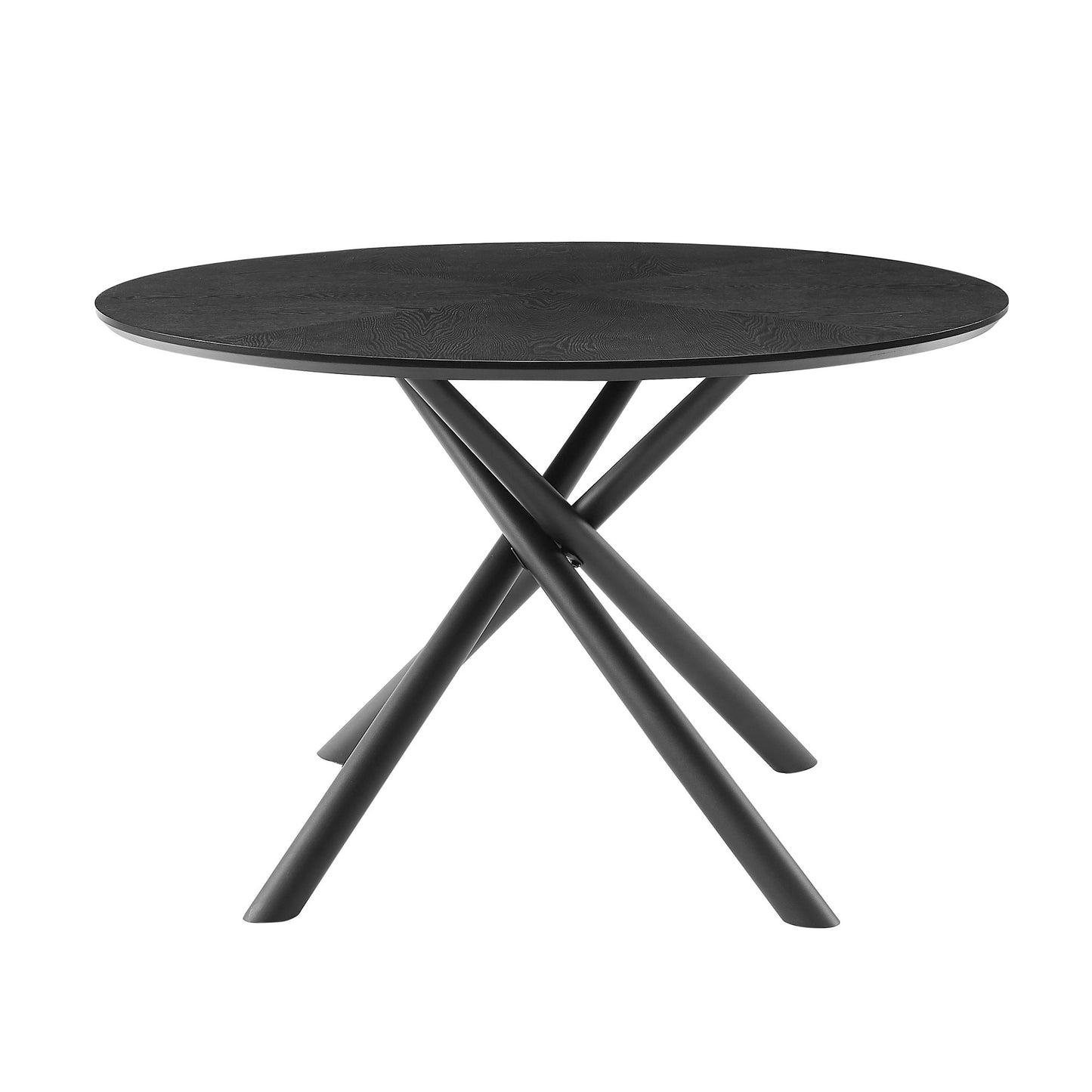 47.25   Round MDF Coffee Table End Table Short Leisure Tea Table Cross Legs Metal Base, Easy To Assemble,BLACK