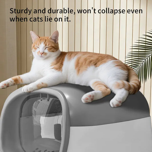 Modern Enclosed Cat Litter Box With Built-In Scoop Storage, Lightweight, Fits Indoor Home Decor