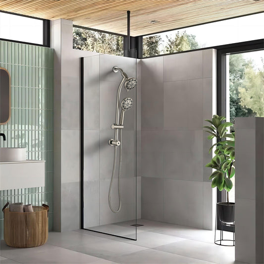 No-Tool Installation 5 Inch Rain Shower & 7-Spray Handheld Combo With 26  Adjustable Slide Bar, Dual Flow 1.8GPM WaterSense