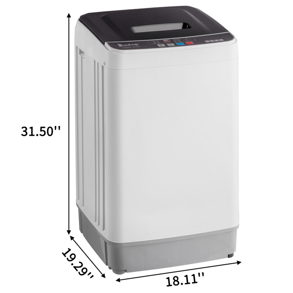 Full-Automatic Washing Machine Top Load Portable Compact Laundry Washer Spin With Drain Pump,10 Programs 8 Water Level Selections With LED Display 17.8 Lbs Capacity, Black