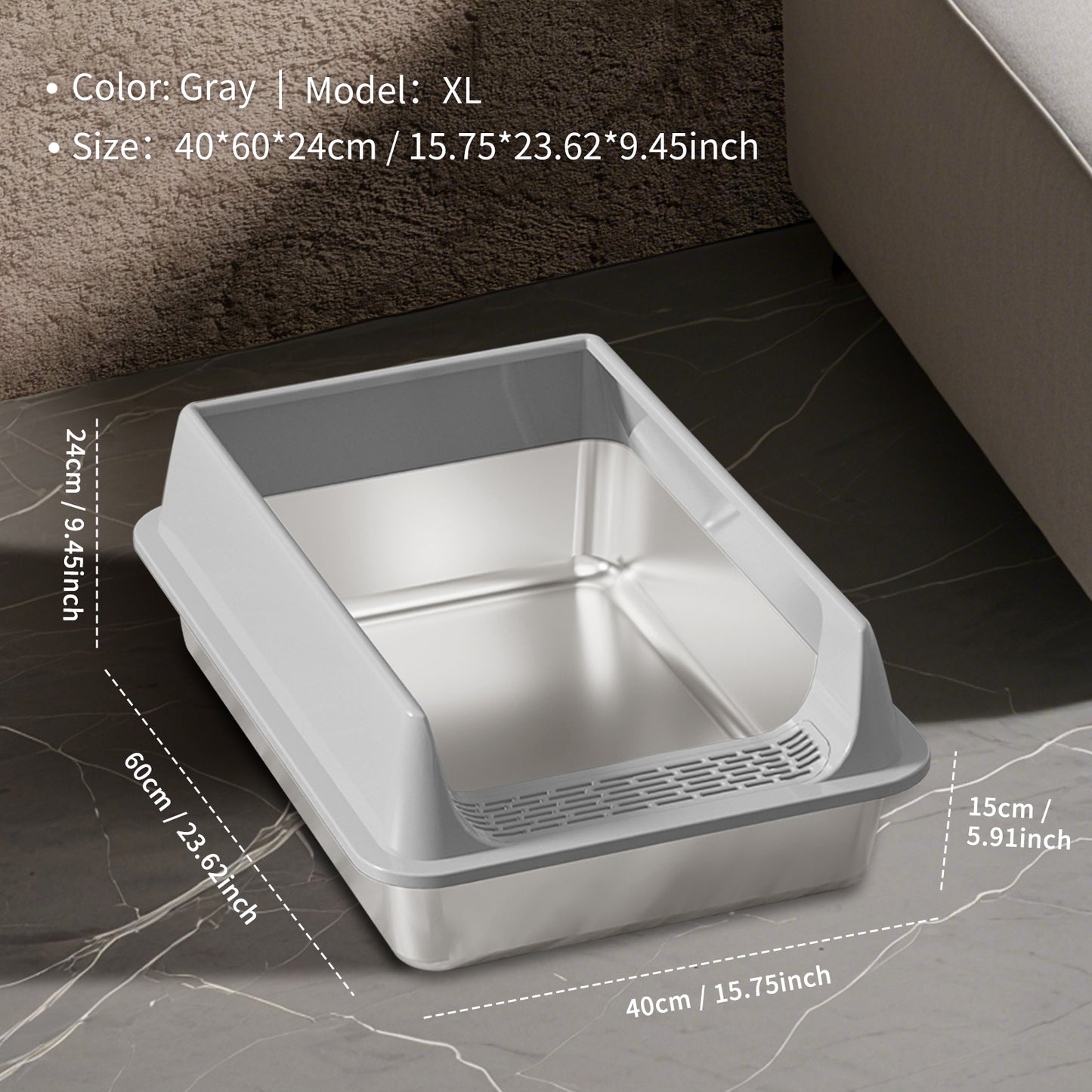 Only Self Pickup---Stainless Steel Cat Litter Box