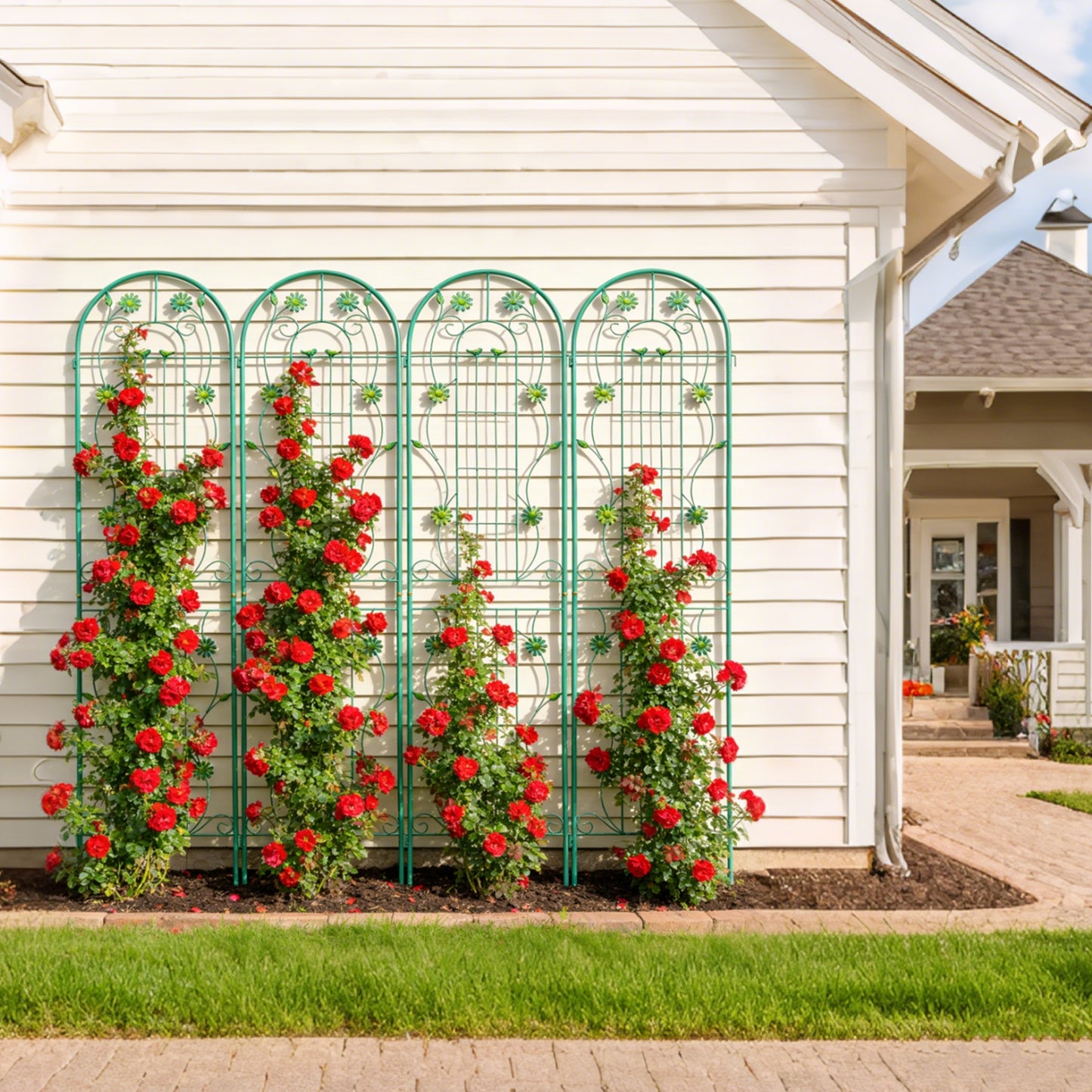 2 Pack Metal Garden Trellis 86.7  X 19.7  Rustproof Trellis For Climbing Plants Outdoor Flower Support Green