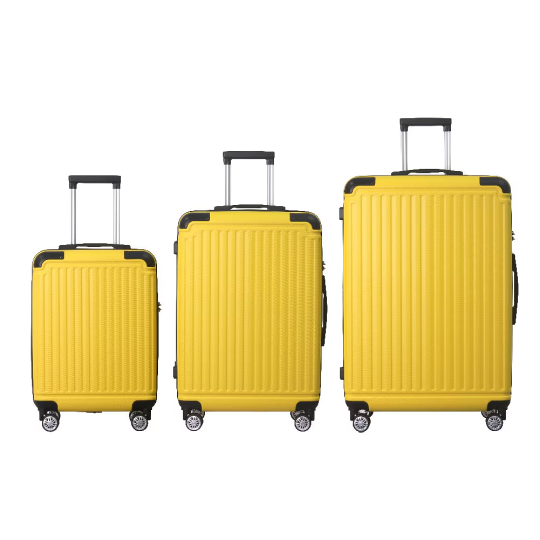 Lemon Yellow 3-Piece Premium ABS Luggage Set-20, 24, And 28 Suitcases With Multi-Position Handle, Silent Spinner Wheels, And TSA-Approved Lock-Durable, Stylish, And Spacious Travel Gear