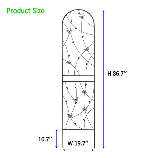 2 Pack Metal Garden Trellis 86.7  X 19.7  Rustproof Trellis For Climbing Plants Outdoor Flower Support Butterfly Deco Black
