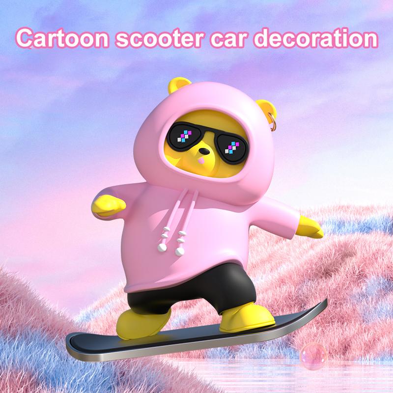 Heat-resistant Car Dashboard Skateboard Bear Decoration, Remains Unchanged After Prolonged Exposure To Sunlight, With Exquisite Craftsmanship And Beautiful Appearance