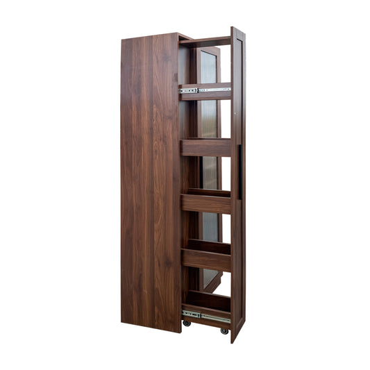 Kitchen Pantry Cabinet With Multi-functional Pull-out Multi-tier Storage Shelf,Farmhouse Storage Cabinet With Glass Doors,Pantry Organizers For Kitchen, Bar Cabinet,Dining Room