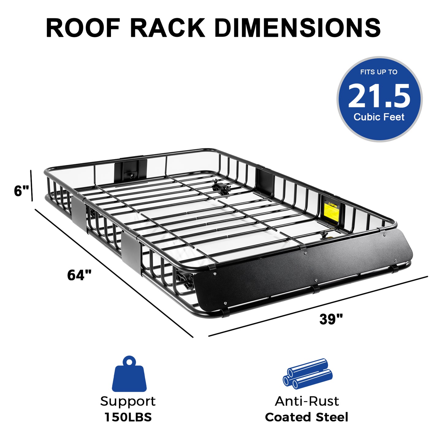 Roof Rack Basket With Net,Rooftop Steel Roof Rack,Cargo Carrier With 250 Lbs Capacity,Extension Black Car Top Luggage Holder 64x 39 Universal For SUV Wagon Seden