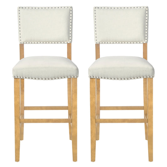Barstools With Rivet Decoration Set Of 2 , Wood Frame,fabric Sponge Cushion And Upholstered Barstools, Bar Chairs For Kitchen Island,Bedroom,Dining Room.