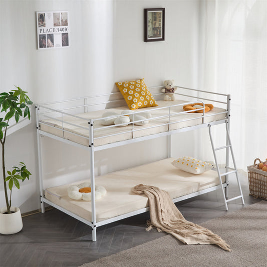 Twin Size Metal Bunk Bed For Kids Teens Adults, Heavy Duty Metal Bunk Bed With Ladder & Full-Length Guard Rail, White