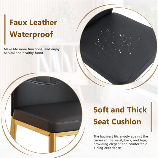 Set Of 4 Black Dining Chairs, 37 Inches High Ergonomic PU Backrest, Combines Comfort And Style.Perfectly Blends Comfort And Elegance, Injecting More Comfort And Style Into Dining Time.