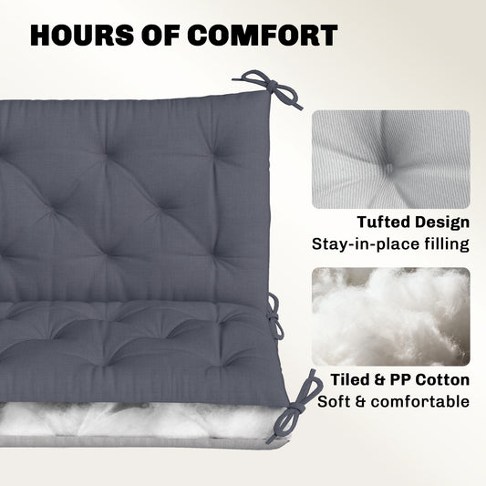 59" X 38" Tufted Bench Cushion For Outdoor Furniture, 3-Seater Replacement For Swing Chair, Patio Sofa/Couch, Dark Gray