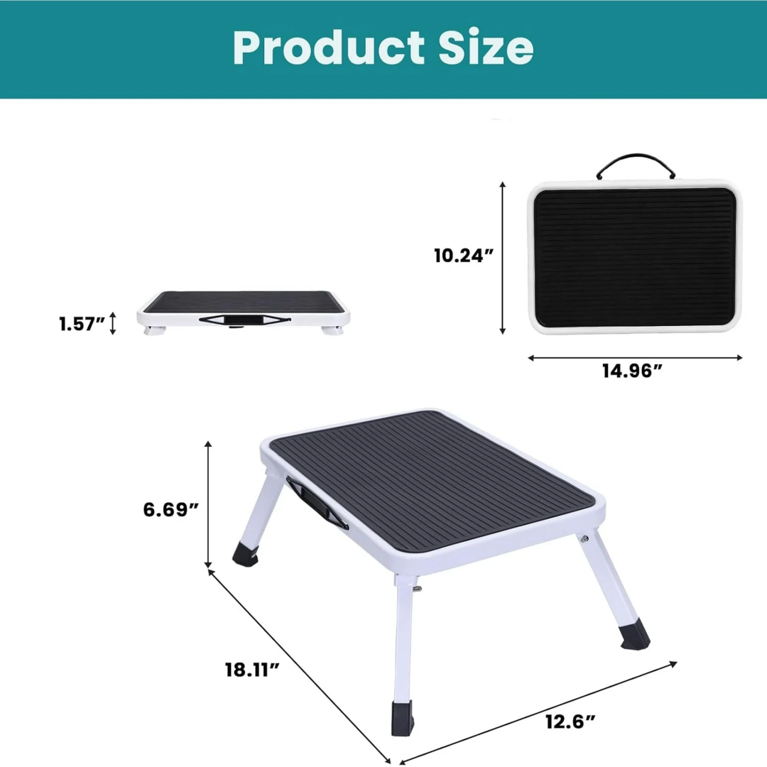 Foldable Stool, Anti-slip Platform And Rubber Feet, 330-pound Capacity Sturdy Metal Foldable Stool