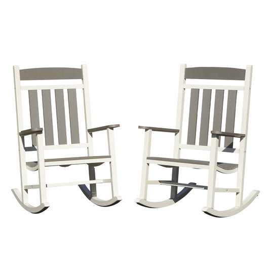 Outdoor Rocking Chairs Set Of 2, Durable HDPE Patio Oversized Rockers For Adults, Porch Rocking Chair With 380lbs Support, Weather-Resistant