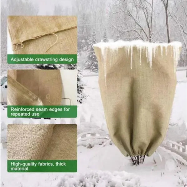 5PC 17inch*59inch Jute Sandbags 300g With Ties, Plant Protection Bags, Biodegradable And Eco-friendly Materials, Provide Protection From Cold, Sun, And Wind, And Secure Roots And Protect Seedlings.