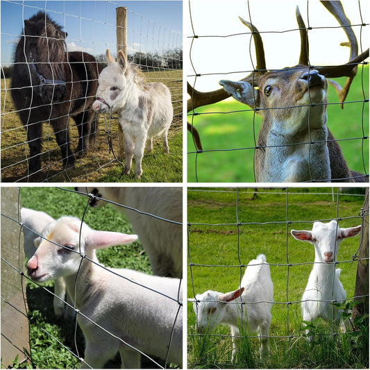 Farm Fence 5ft X 164ft 13Gauge Heavy Zinc Coating Cattle Fence,Galvanized Field Wire Fencing Deer Fence,Goat Fence,Hog Wire Fencing For Yard Livestock & Animals Protection