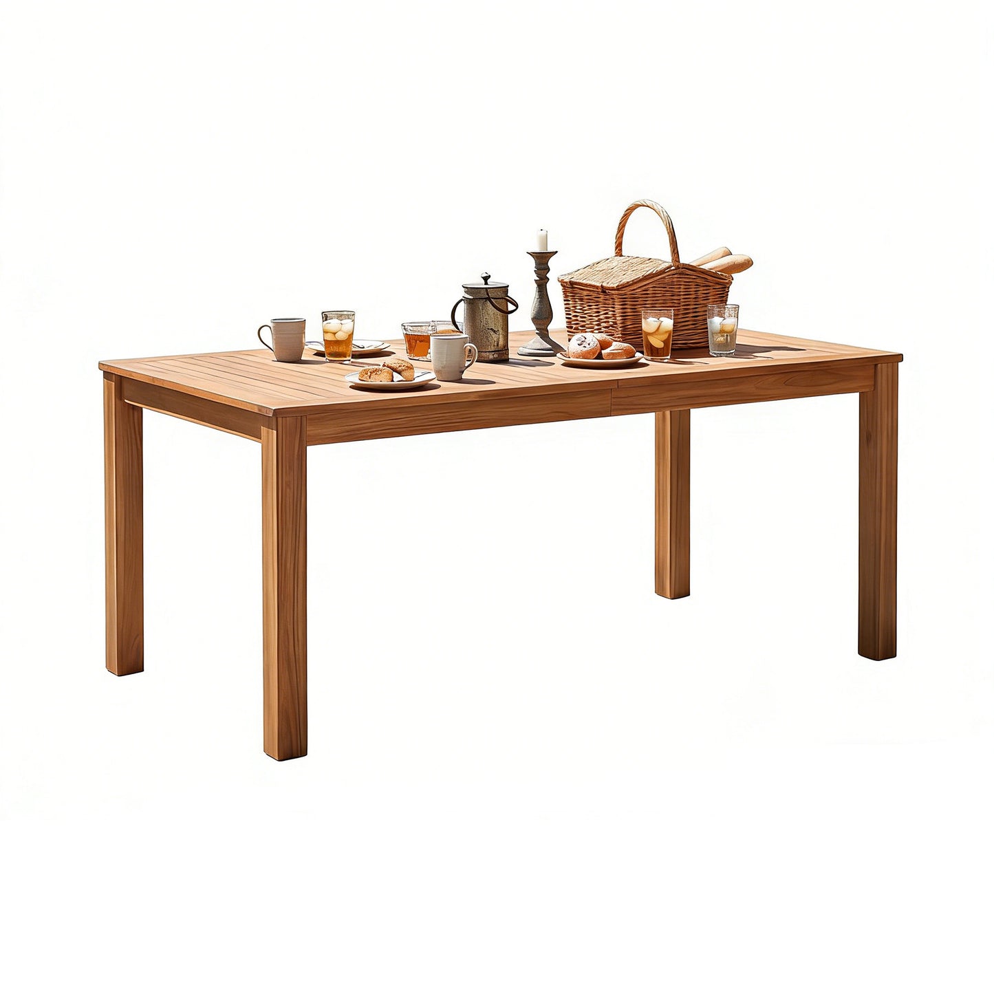 TOPMAX Patio Wooden Dining Table, Outdoor 67 L Rectangular Table For Poolside, Backyard, Garden, Indoor Outdoor, Natural