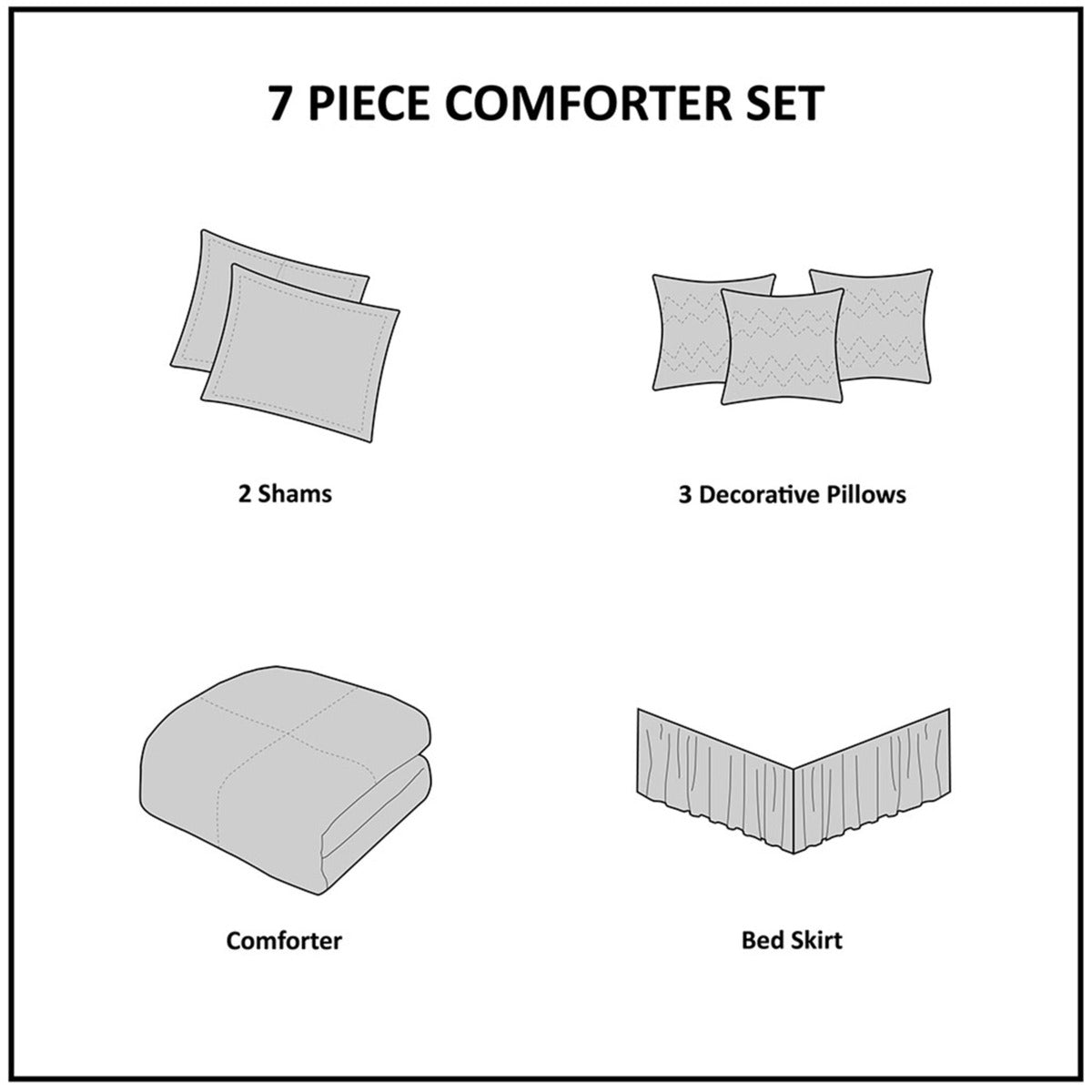 7 PC Pieced Faux Suede Comforter Set Purple Full