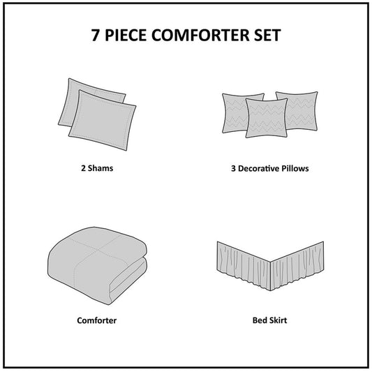 7 PC Pieced Faux Suede Comforter Set Purple Full