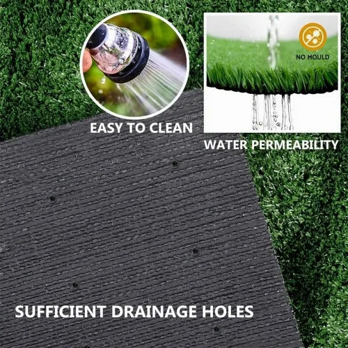 5ft X 10ft Artificial Grass Turf With Drainage Holes, 0.6' Thick Low Pile Fake Lawn Mat With Rubber Backing - Budget-Friendly Indoor Outdoor Pet Grass For Patio, Balcony, Yard, And Garden Decor