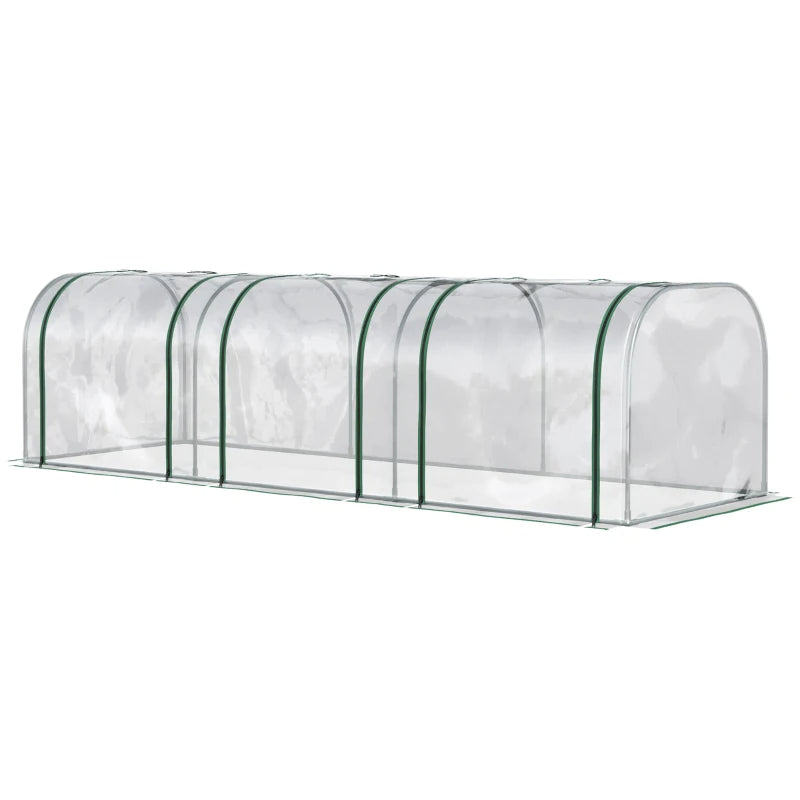 Portable Tunneled Greenhouse With 3 Zippered Doors, WaterUV Fighting PVC Cover